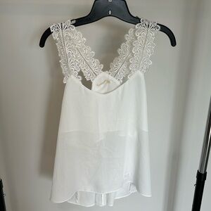 Cream racer back lace tank, brand new